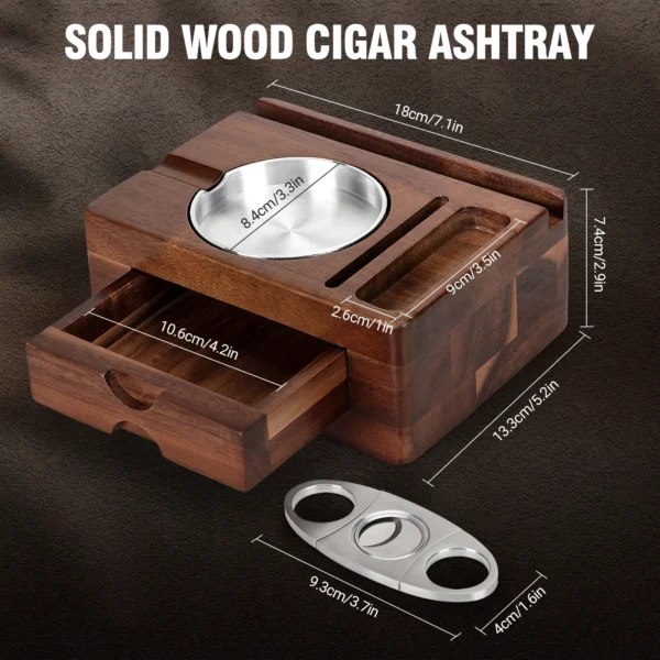 wooden function cigar ashtray size