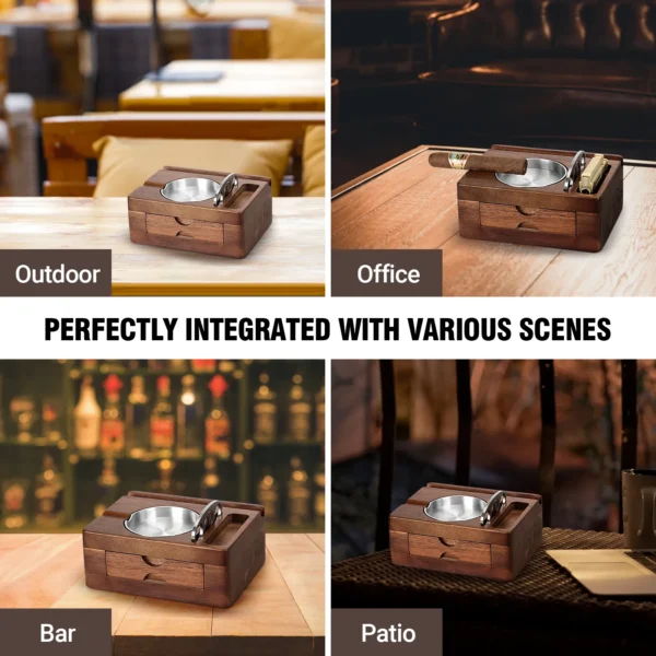 wooden function cigar ashtray1