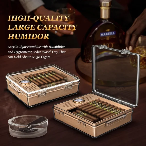 AWOTE Acrylic cigar humidor capacity