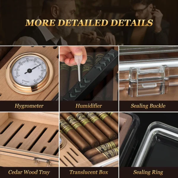 AWOTE Acrylic cigar humidor details