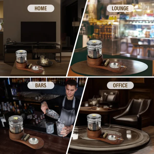 SEMKONT Solid Wood Cigar Ashtray & Acrylic Cigar Jar Kit Occassions