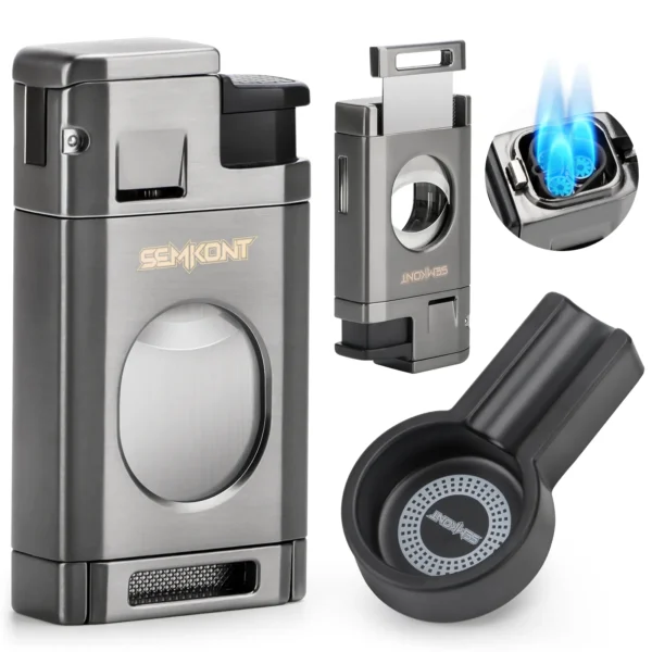 SEMKONT cigar lighter with ashtray gray