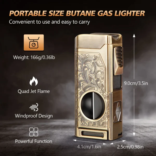 Scotte 4 Jet Flame Torch Lighter Size