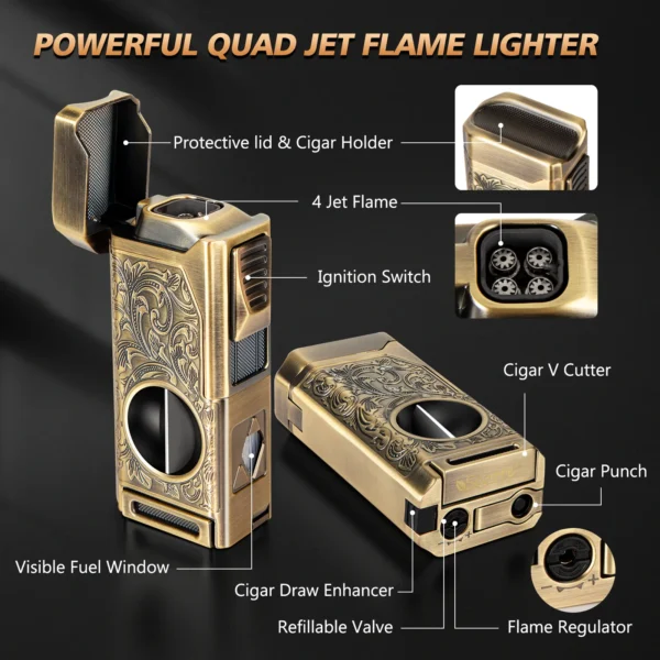 Scotte 4 jet flame torch lighter details