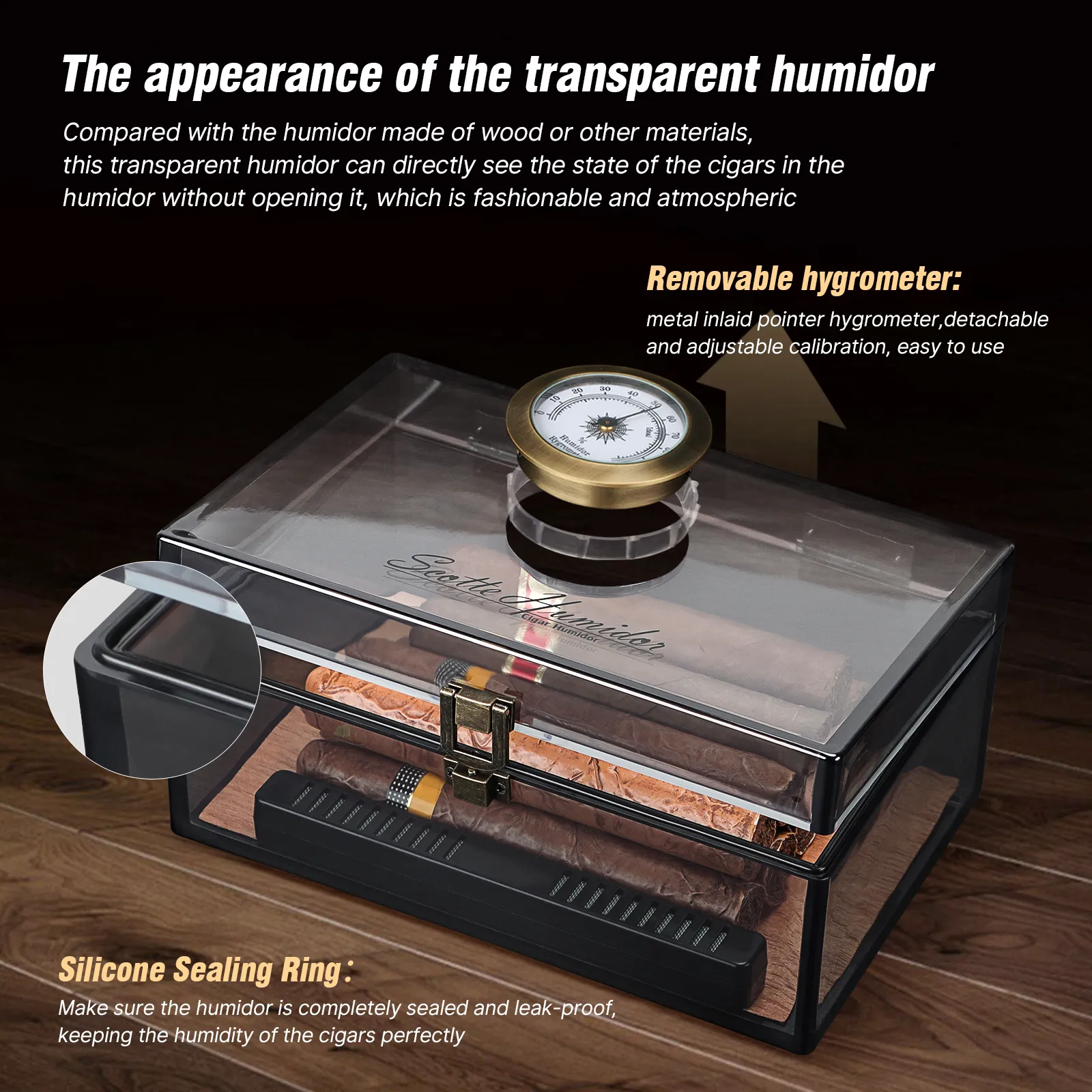 Scotte Acrylic Cigar Humidor Box 3 Scotte Acrylic Humidor Cigar Box