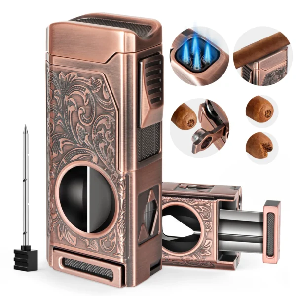 Tesonway 4 Jet Flame Cigar Lighter rose gold