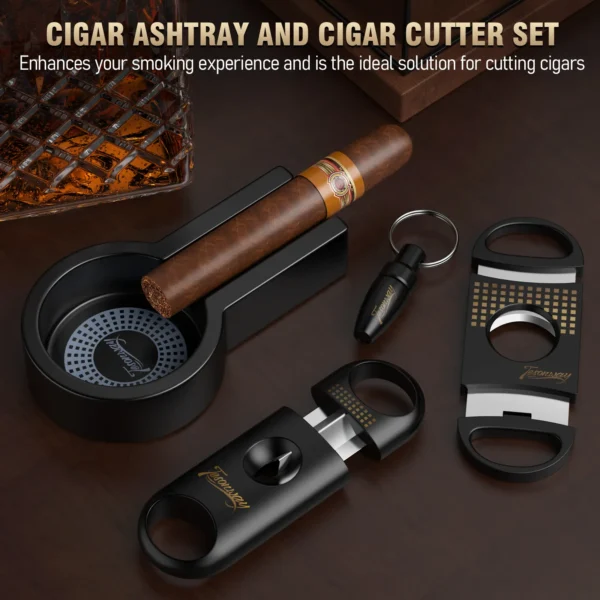 Tesonway cigar ashtray and cutter set display