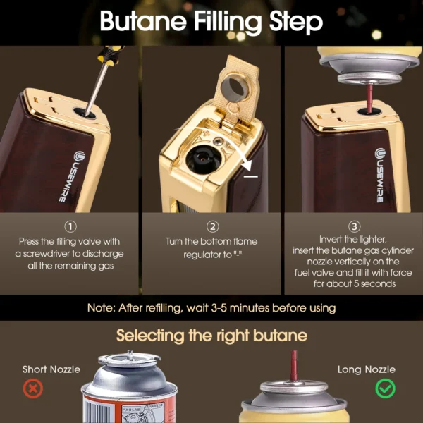 Usewire Cigar Lighter Butane Filling Step
