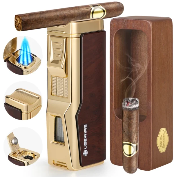 Usewire Cigar Lighter and Ashtray Set gold