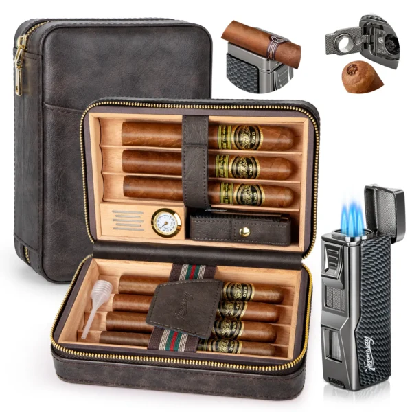 Tesonway Travel Cigar Humidor Set