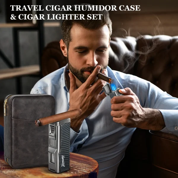 Tesonway Cigar Humidor with Lighter for Smoking
