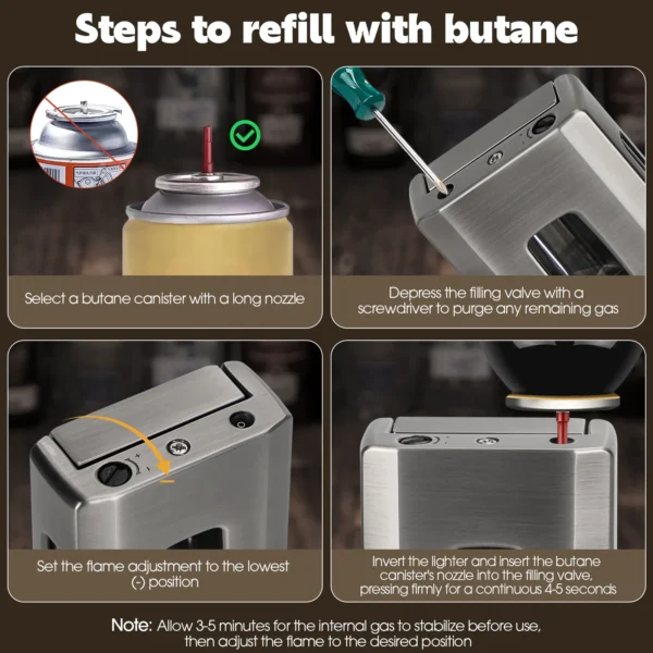 Usewire Cigar Lighter Steps to Refill with Butane