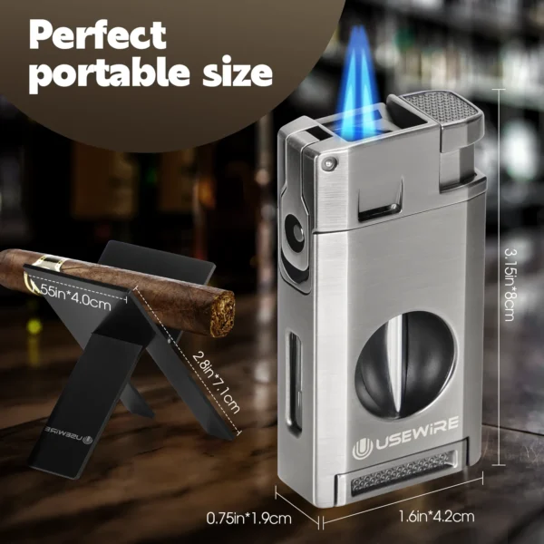 Usewire Cigar Lighter and Cigar Holder Set Size