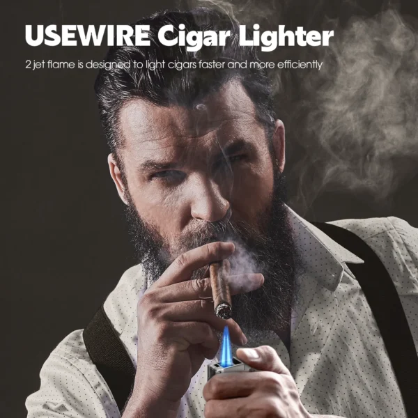 Usewire Cigar Lighter and Cigar Holder Set for Smoking